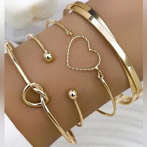 Gold Love Geometric Cross Bracelet Gold 4 Piece Set